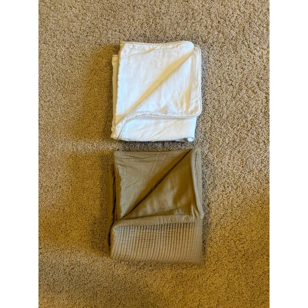 LIKE NEW Two Restoration Hardware Channel Stitch Cotton Voile Shams